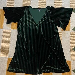 Modcloth Green Velvet Striped Dress - Halloween Line